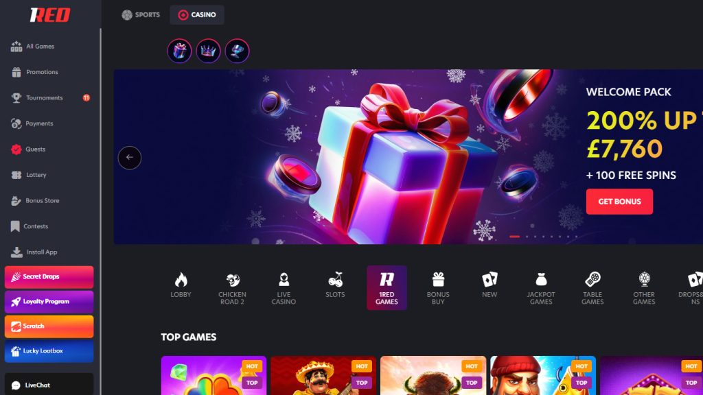 1RED Casino casino games, slots