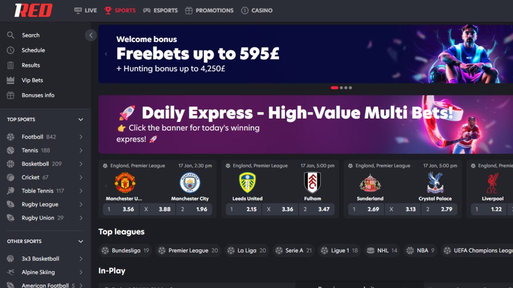 1RED sportsbook betting markets