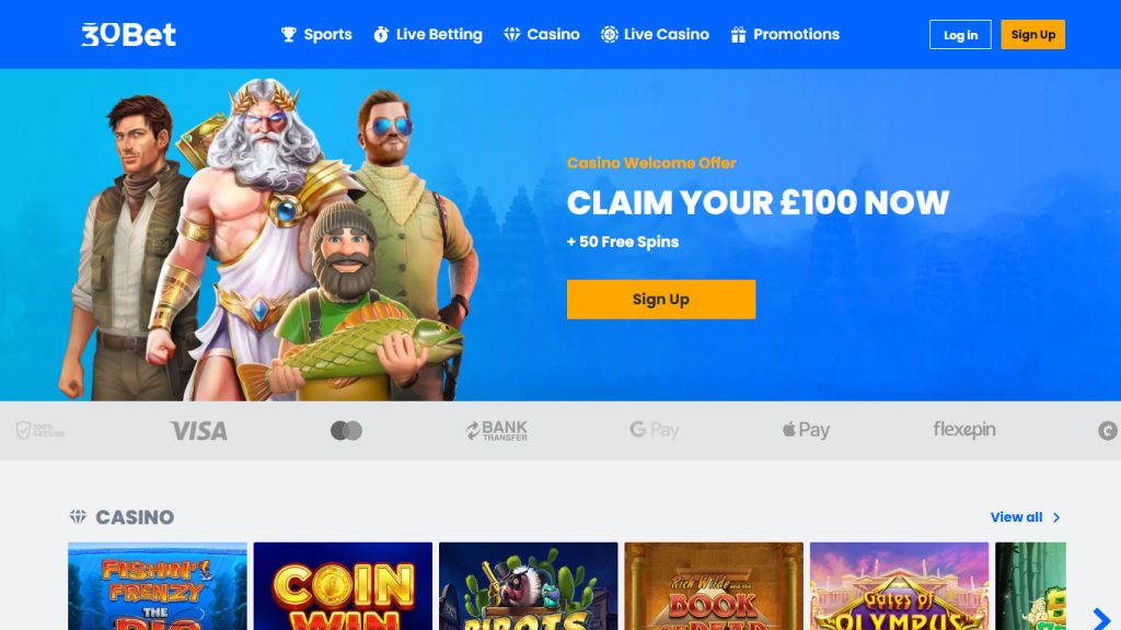 30Bet Casino Main Screenshot