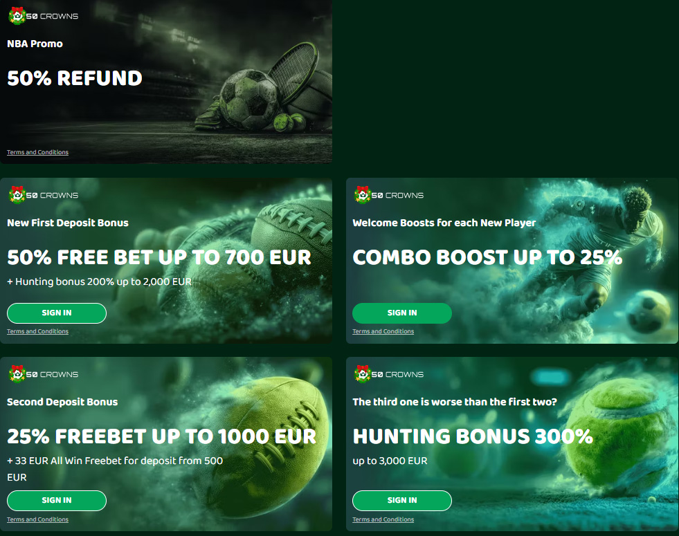 50Crowns Casino bonuses and promotions