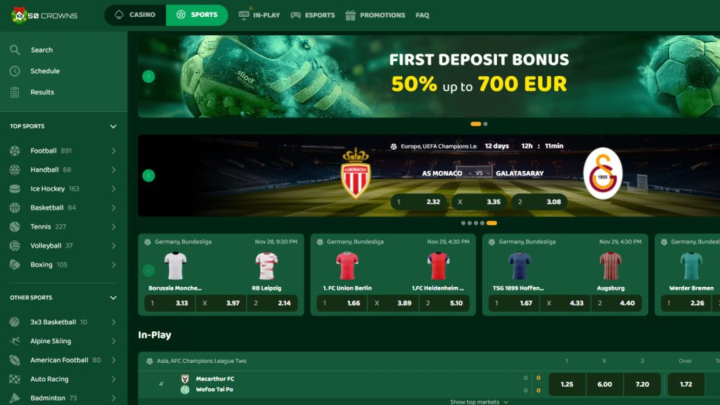50crowns bet casino main page