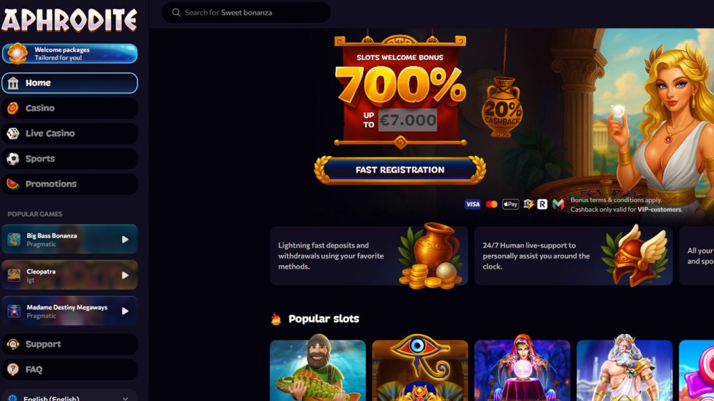Aphrodite Casino Main Page