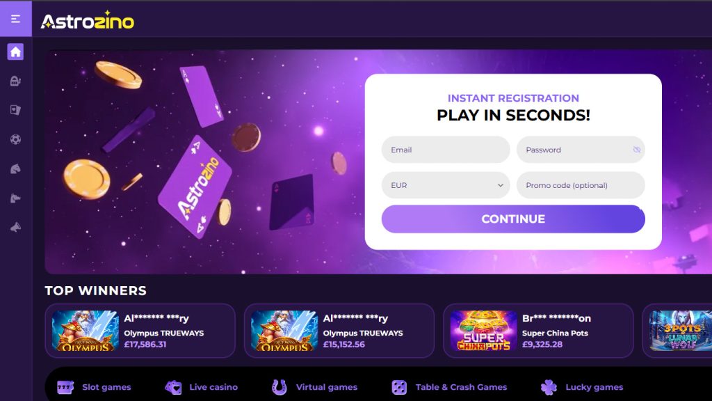 Astrozino Casino Main Screenshot