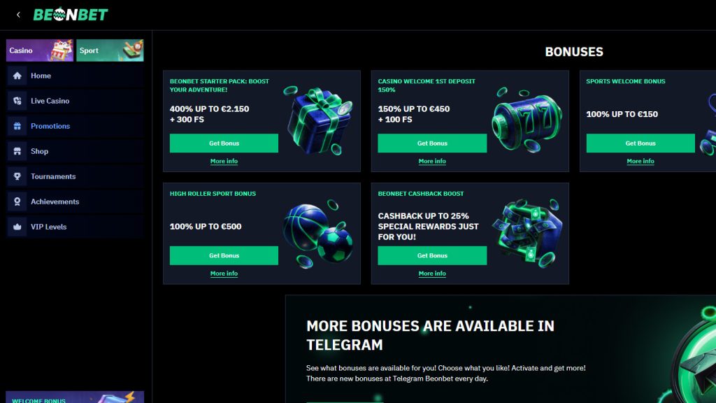 BeonBet Casino Welcome bonus and weekly offers