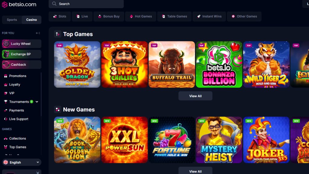 Betsio Casino casino games, slots