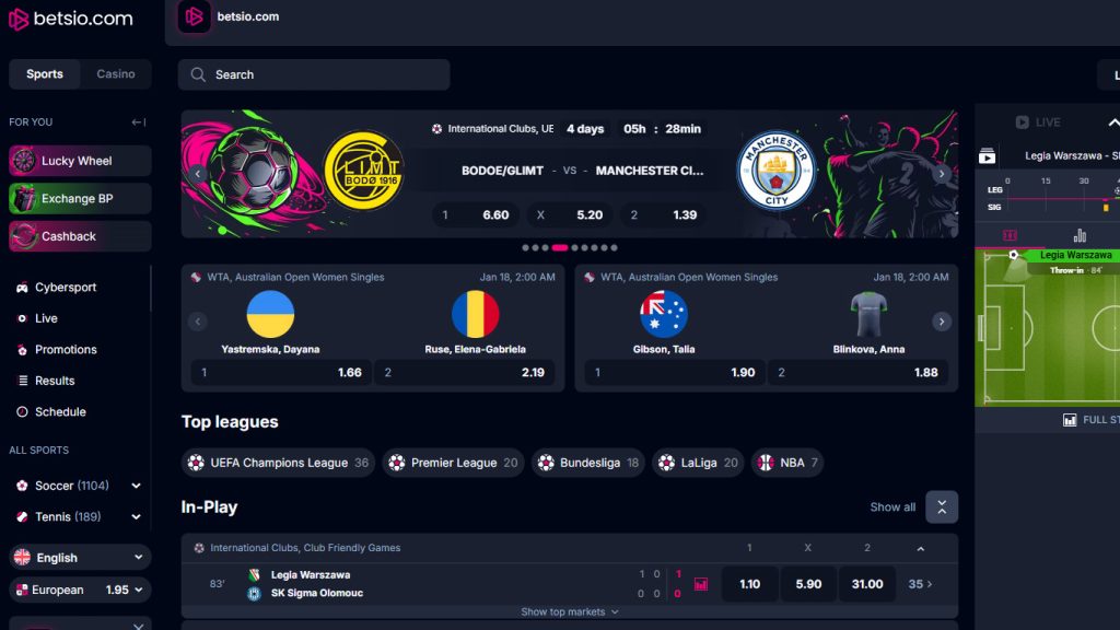 Betsio Casino sportsbook betting markets