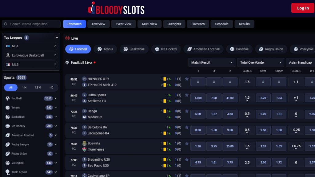 BloodySlots Casino sportsbook betting markets
