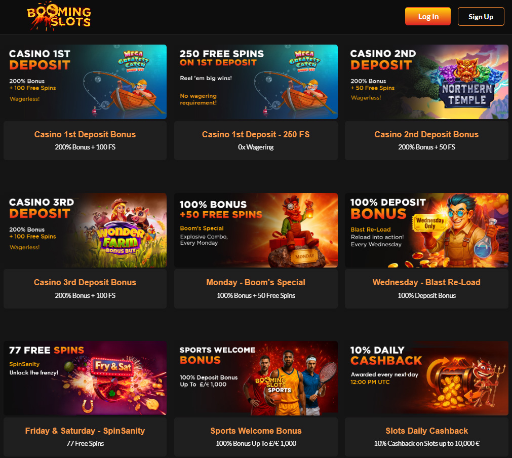 BoomingSlots Casino bonuses and promotions