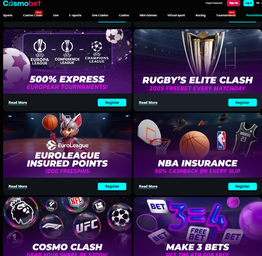 Cosmobet Casino bonuses and promotions
