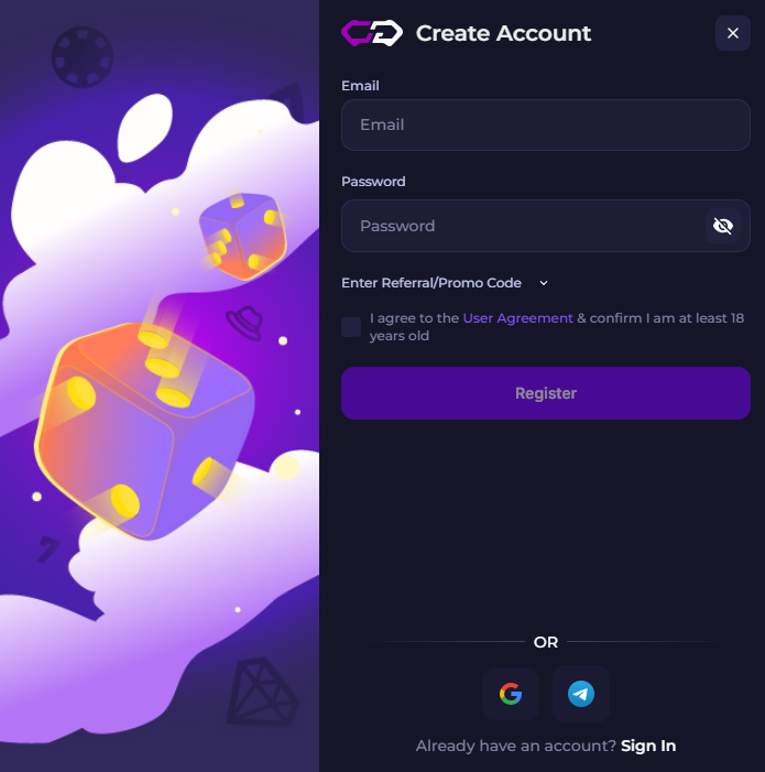 Crypto-games.io Casino Signup and Login
