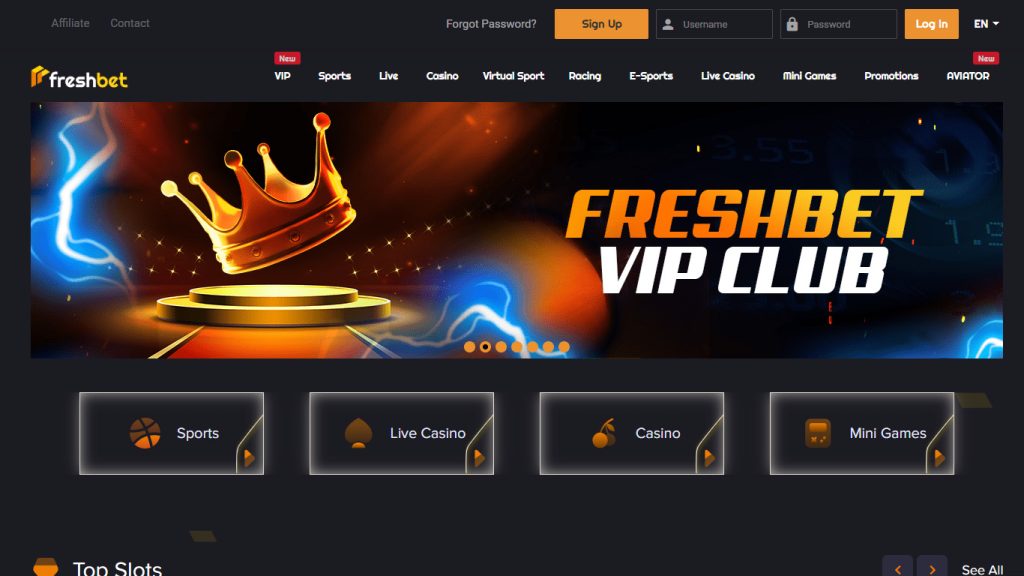Freshbet Casino Main Page