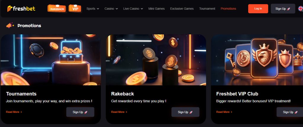 Freshbet Casino promotions and VIP