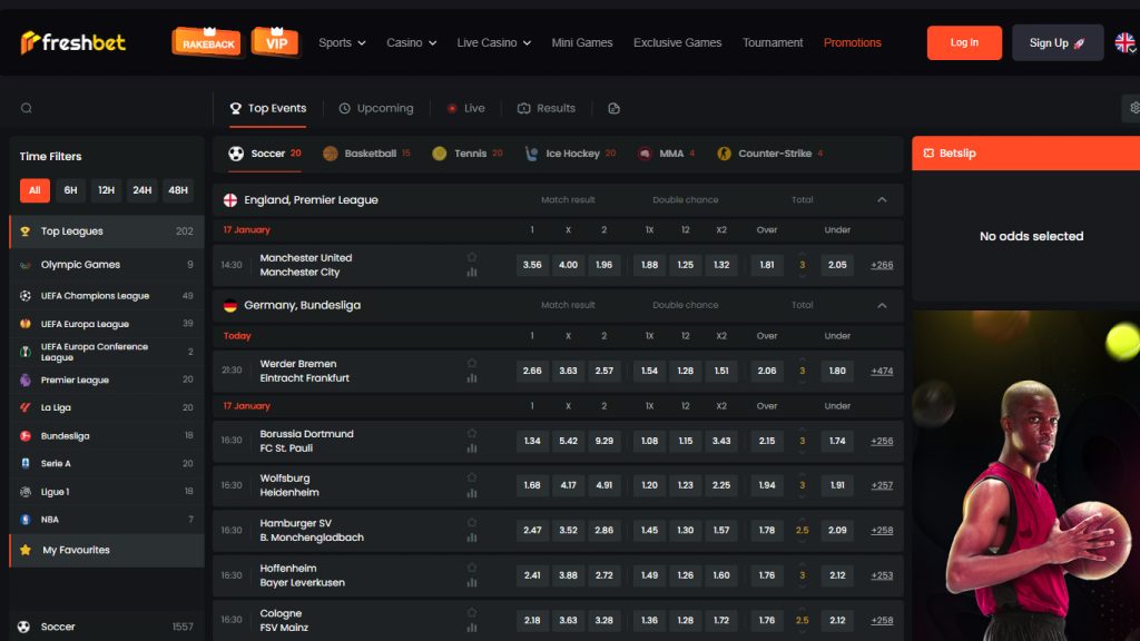 Freshbet sportsbook betting markets