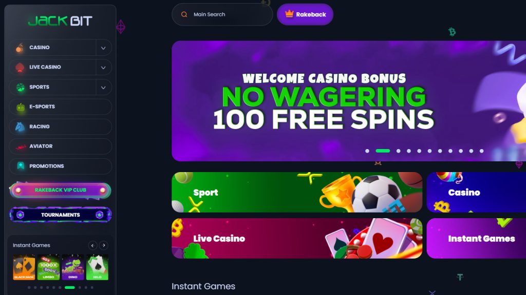 Jackbit Casino Main Page