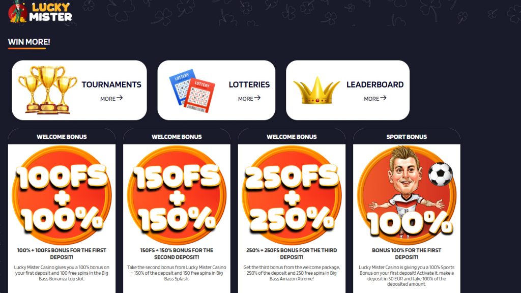 LuckyMister Casino bonuses and promotions