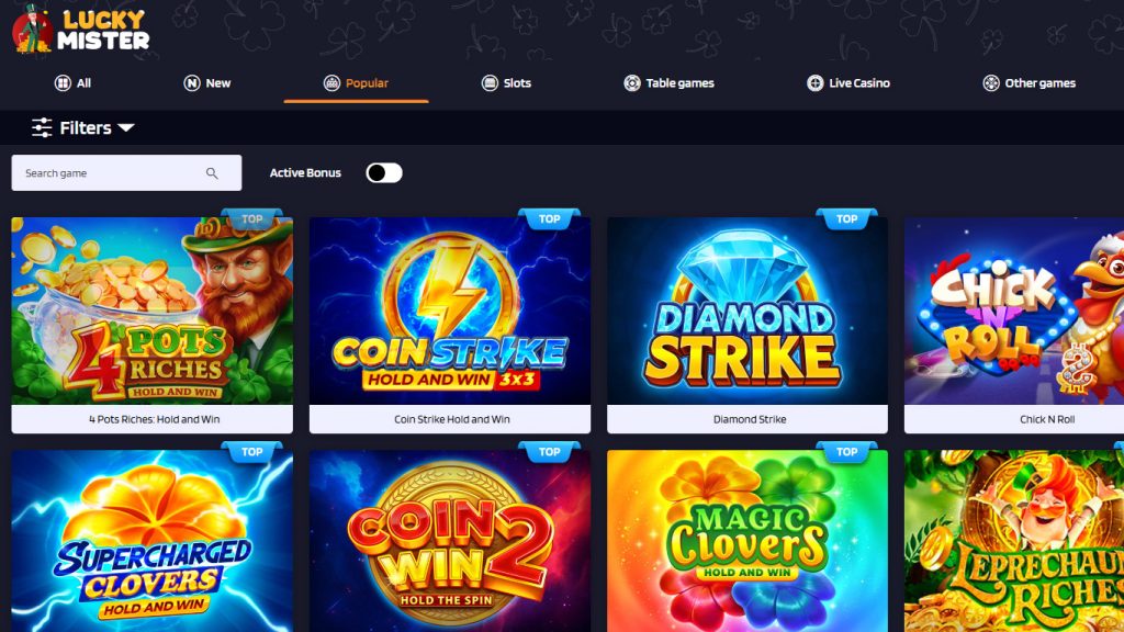 LuckyMister Casino casino games, slots