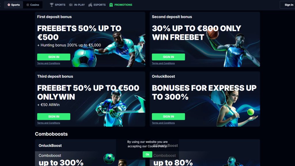OnLuck Casino Welcome bonus free bets