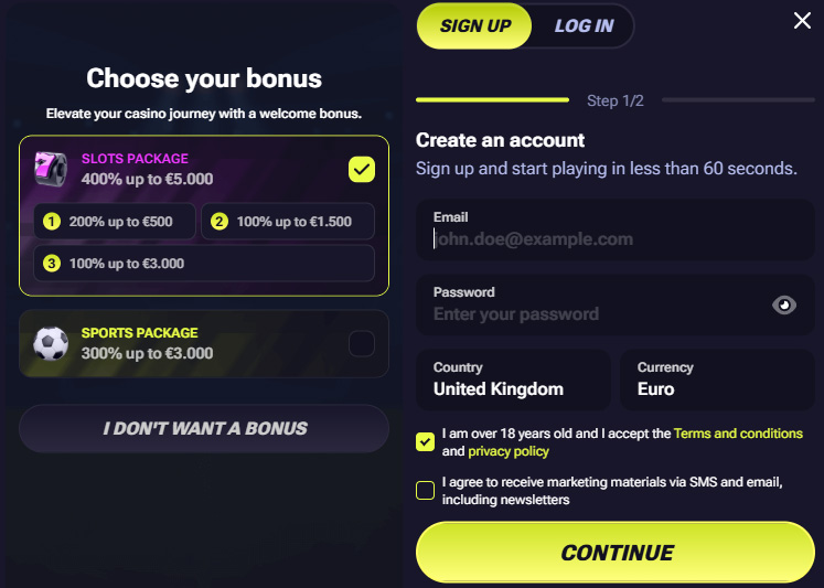 Tenobet Casino Signup and Login