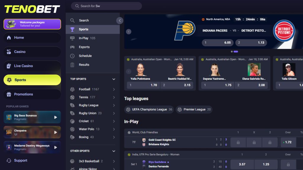 Tenobet Casino sportsbook betting markets