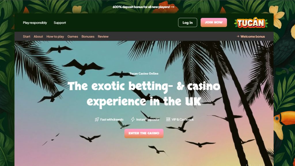 Tucan Casino Main Screenshot LogIn Page