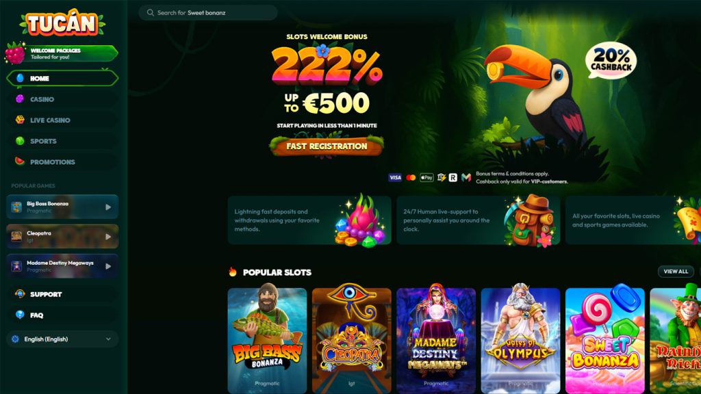 Tucan Casino Main Screenshot Main Page