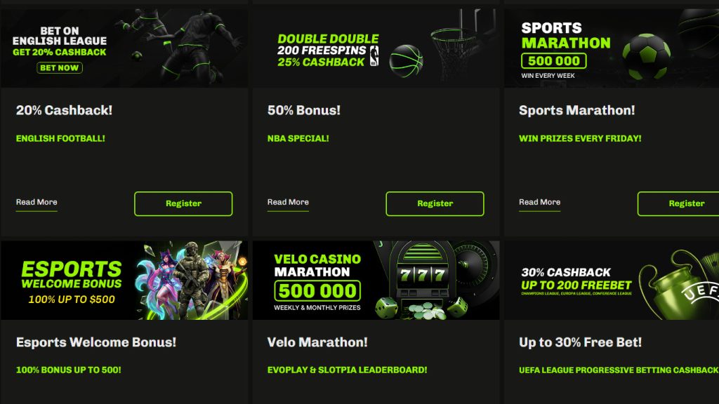Velobet Casino ongoing promotions and free bets