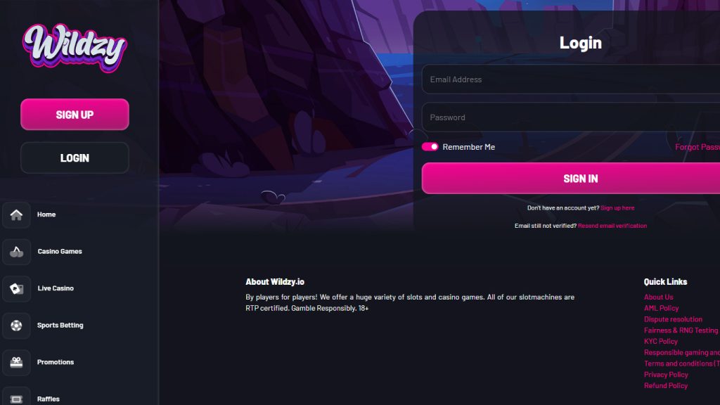 Wildzy Casino Login