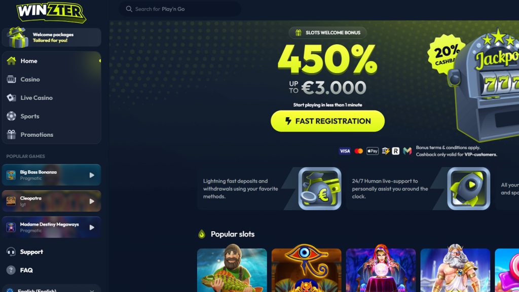 Winzter Casino Main Screenshot