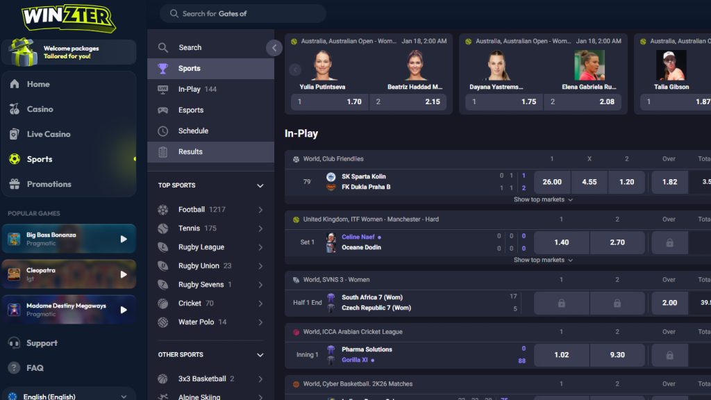 Winzter Casino sportsbook betting markets